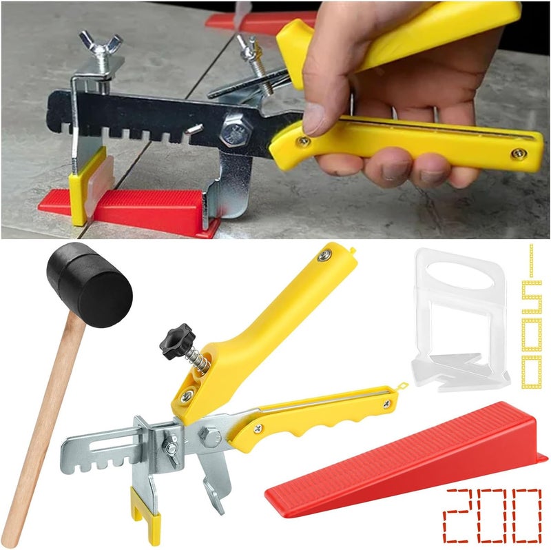 DERMOND Tile Leveling System with Plier and Rubber Mallet, 1500 Pcs Tile Spacers Clips 200 Pcs Reusable Wedges, Leveler Tool Set for DIY Professional Ceramic Tile and Stone Installation (1/16 Inch) - Image 1